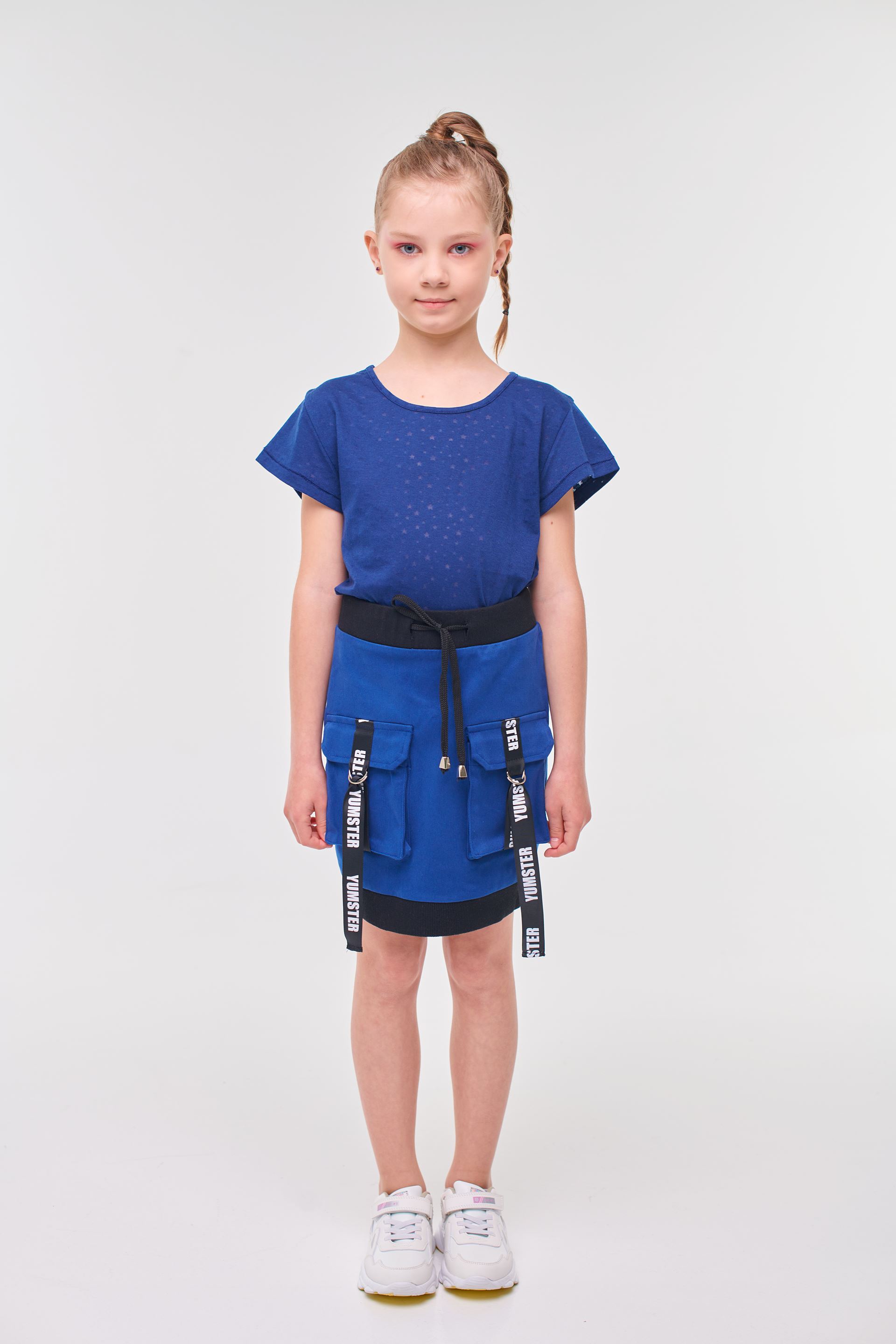 T-shirt and skirt set with patch pockets