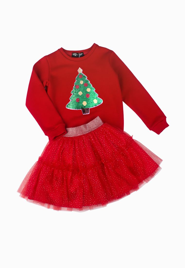 Set of sweatshirt and skirt tulle red