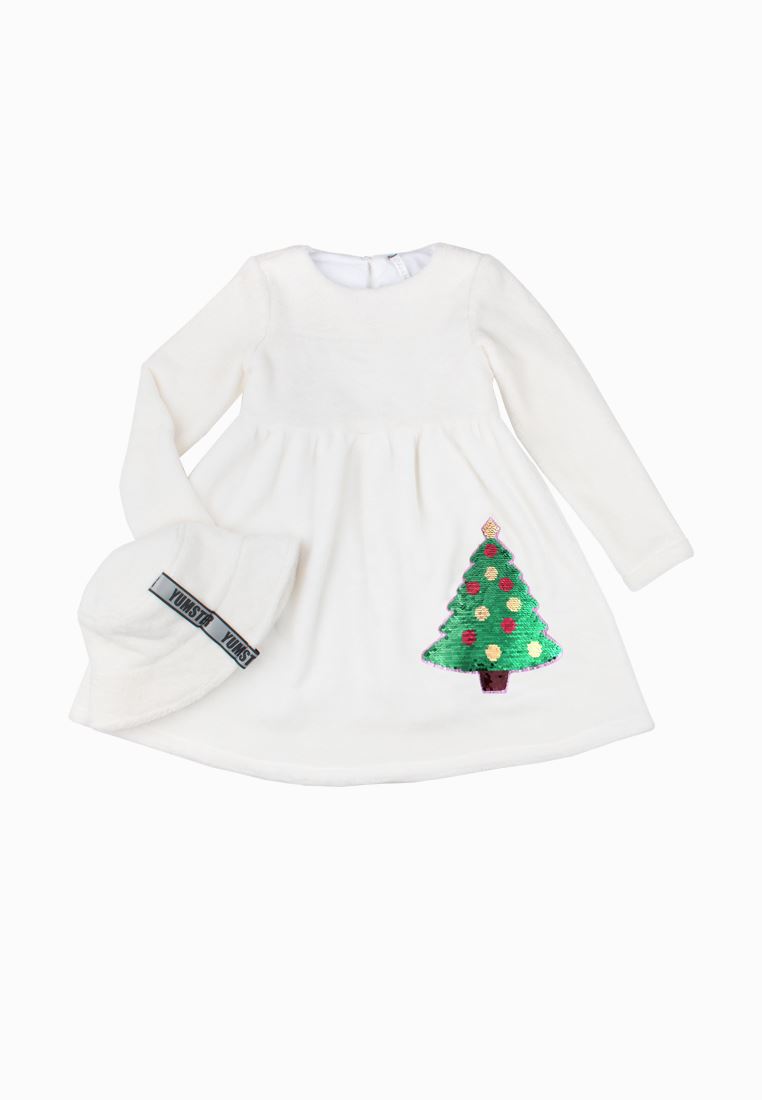 Set of warm dress and panama white terry