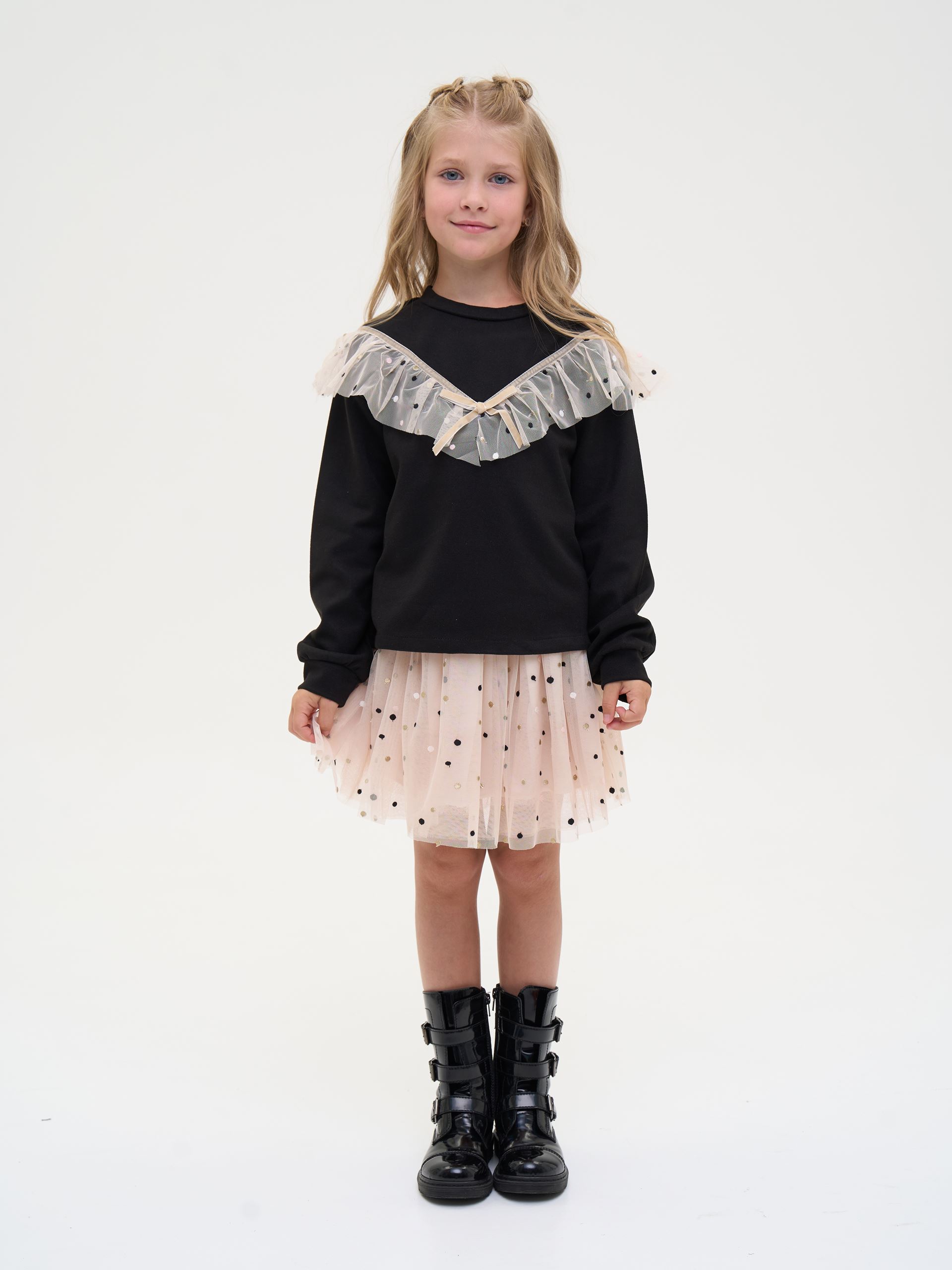 Set for girls black sweatshirt and tulle skirt