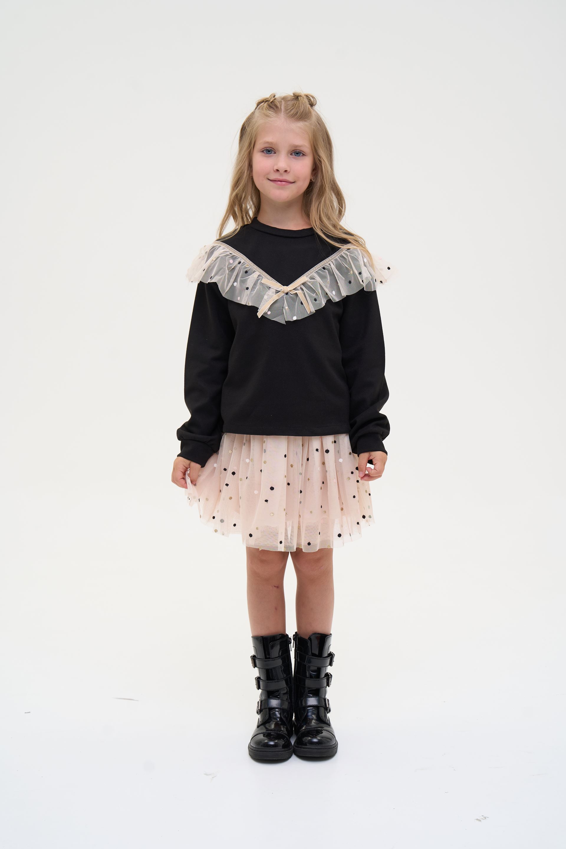Set for girls black sweatshirt and tulle skirt