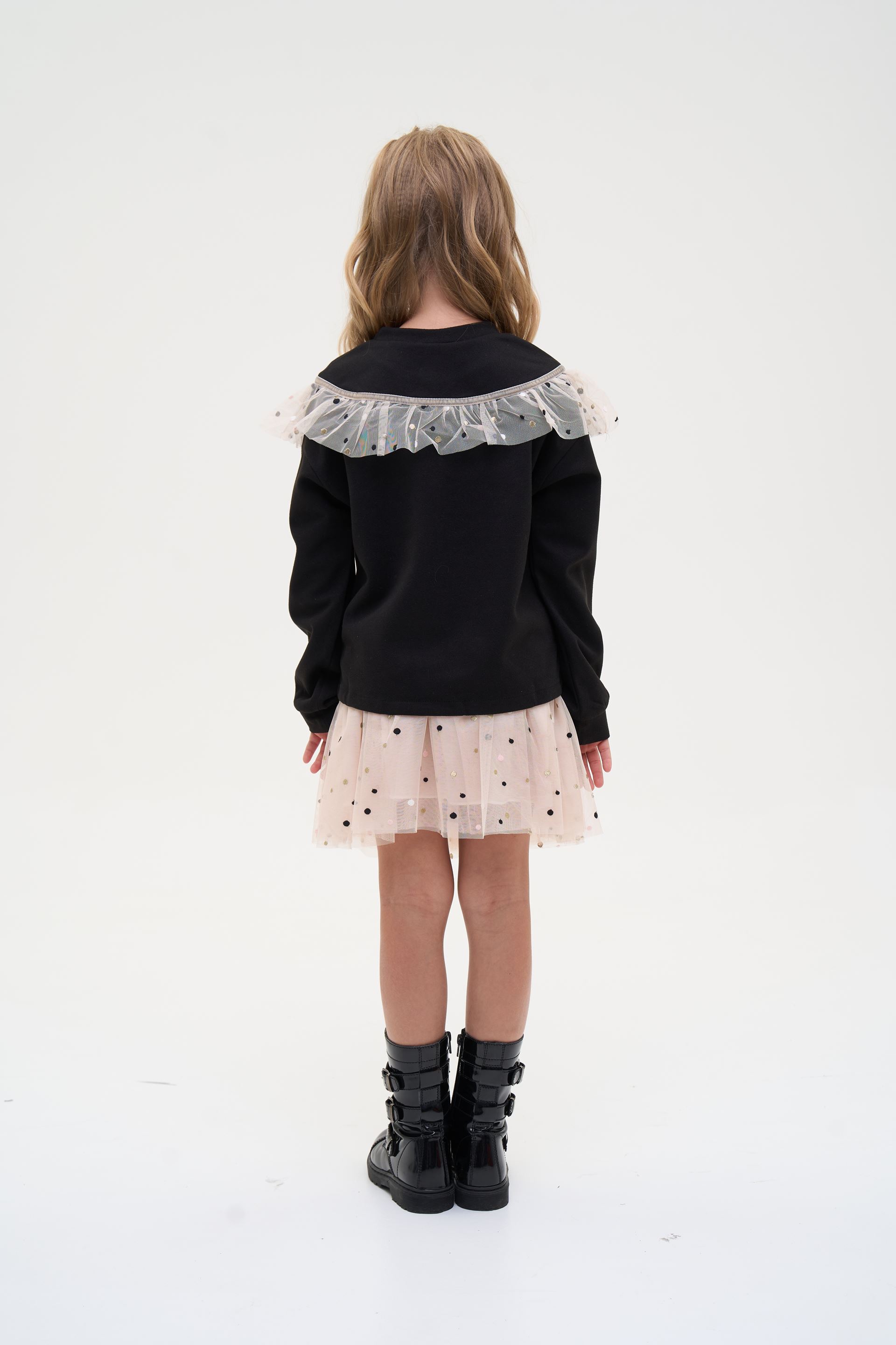 Set for girls black sweatshirt and tulle skirt
