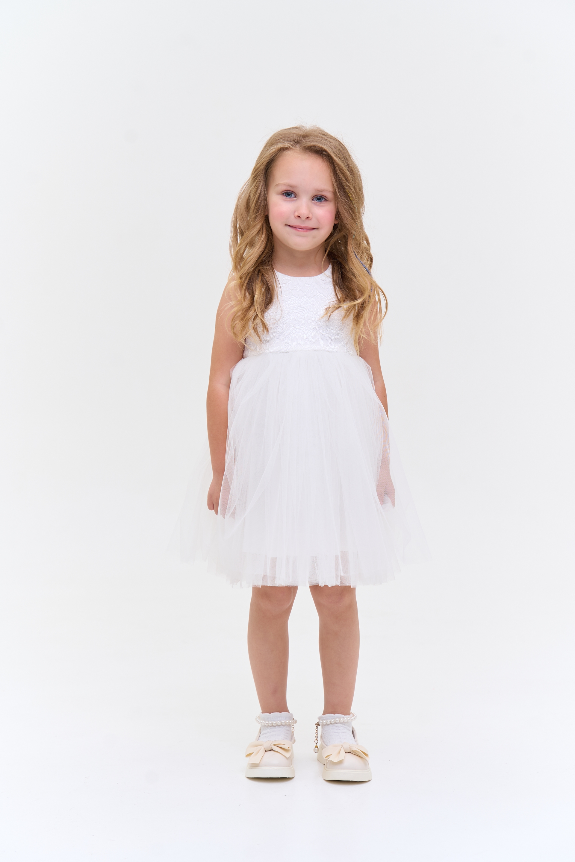 Set of elegant Dress + Bolero white guipure
