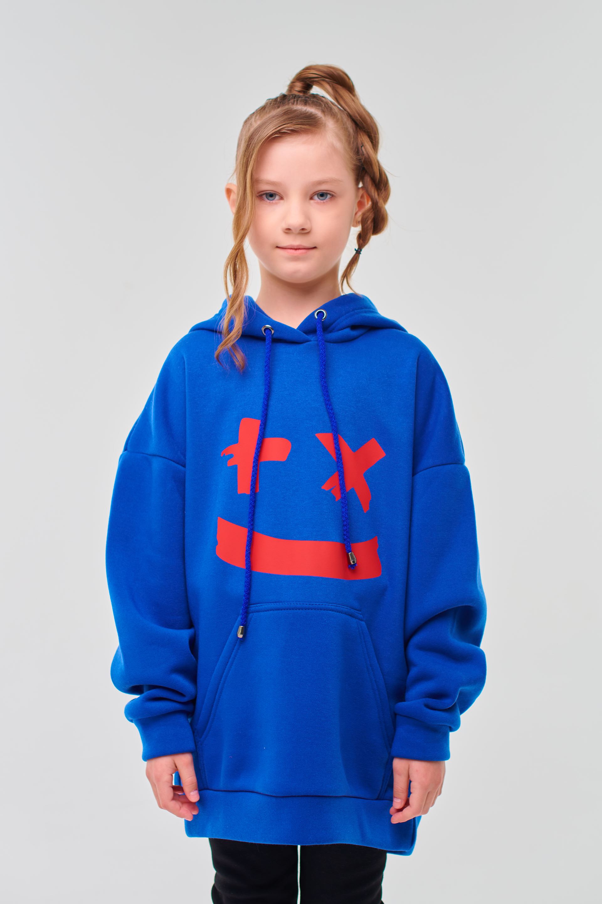 Hoodie blue with a smile for girls