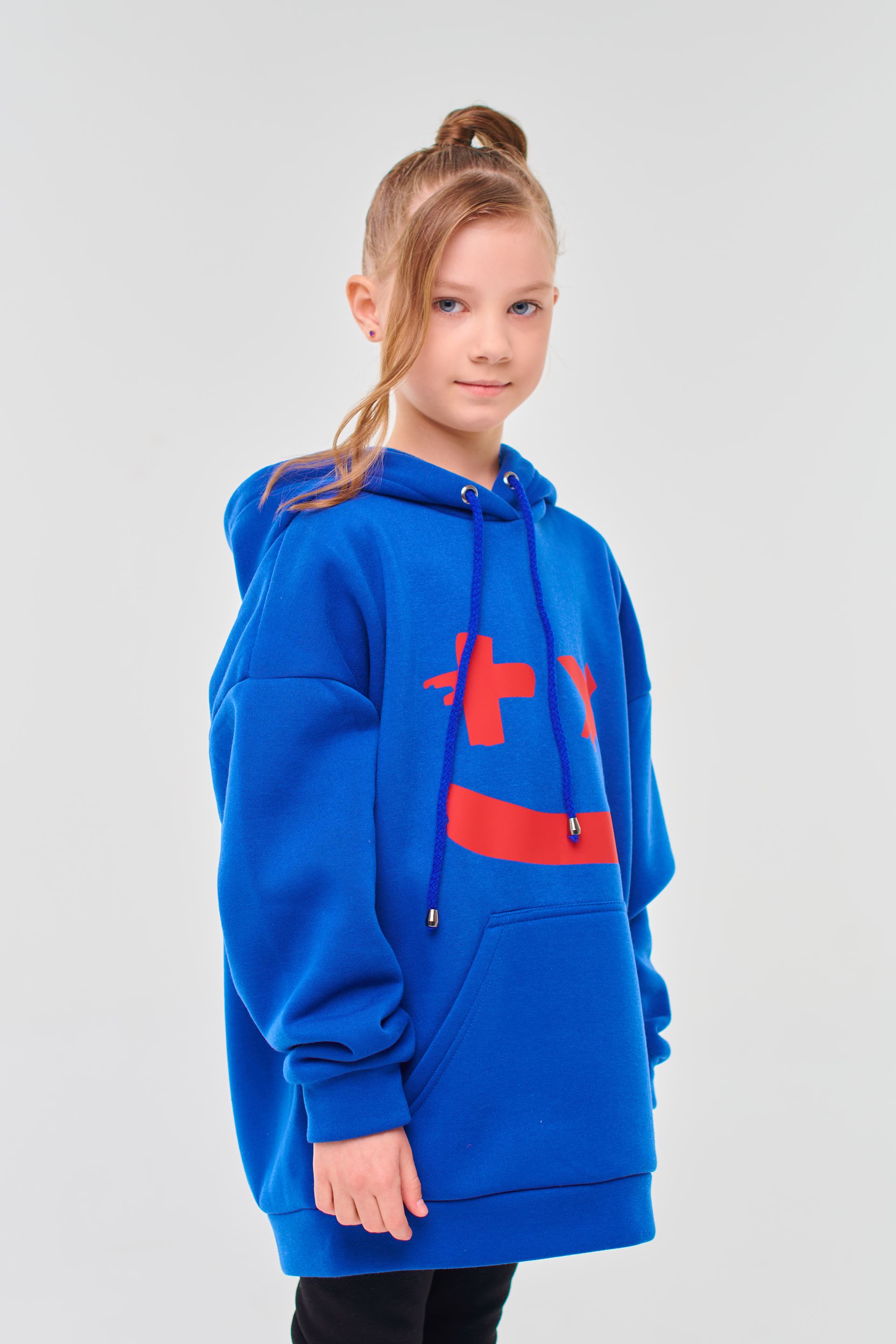 Hoodie blue with a smile for girls
