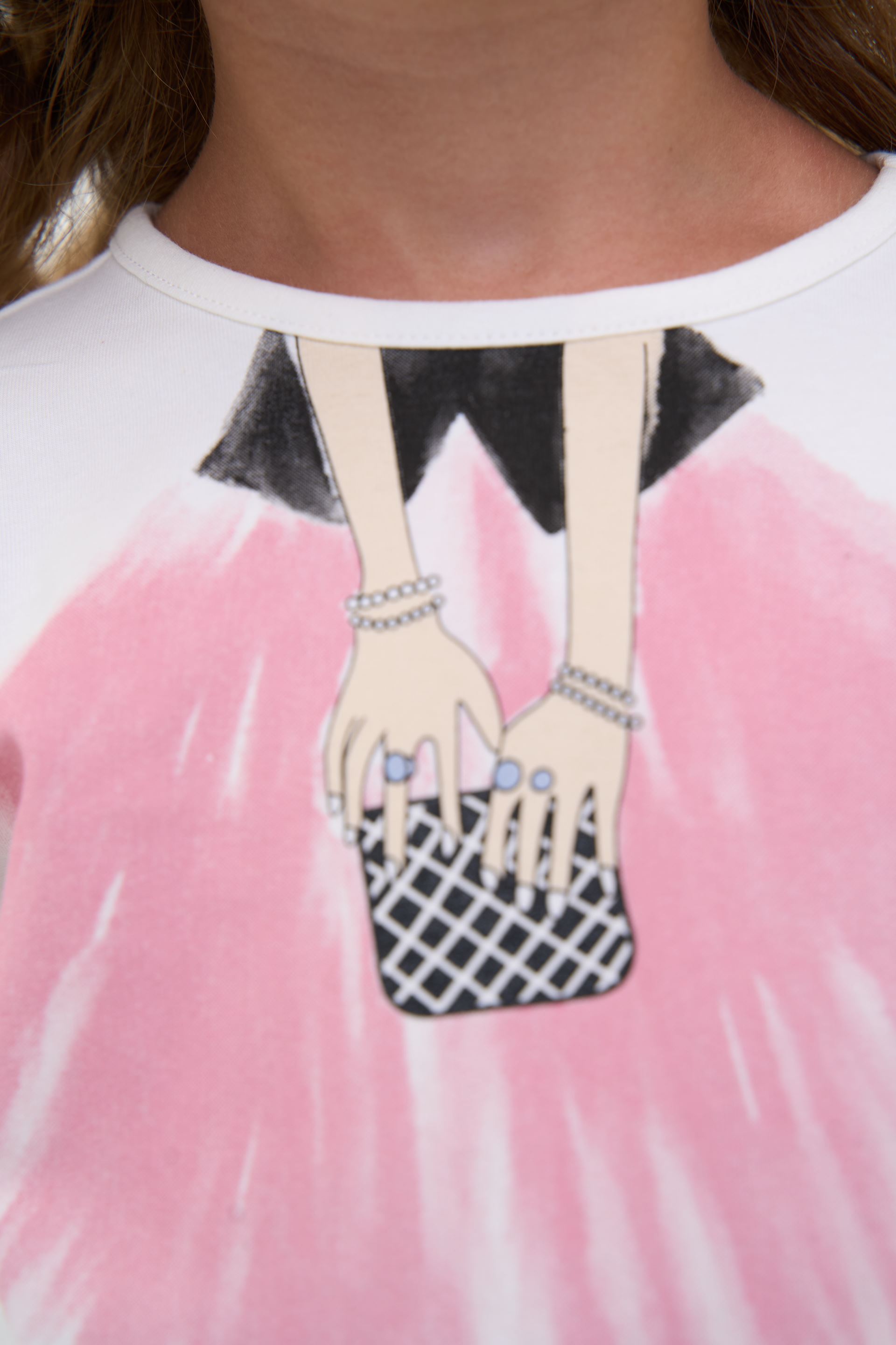 Longsleeve for girls white with print Elegant lady