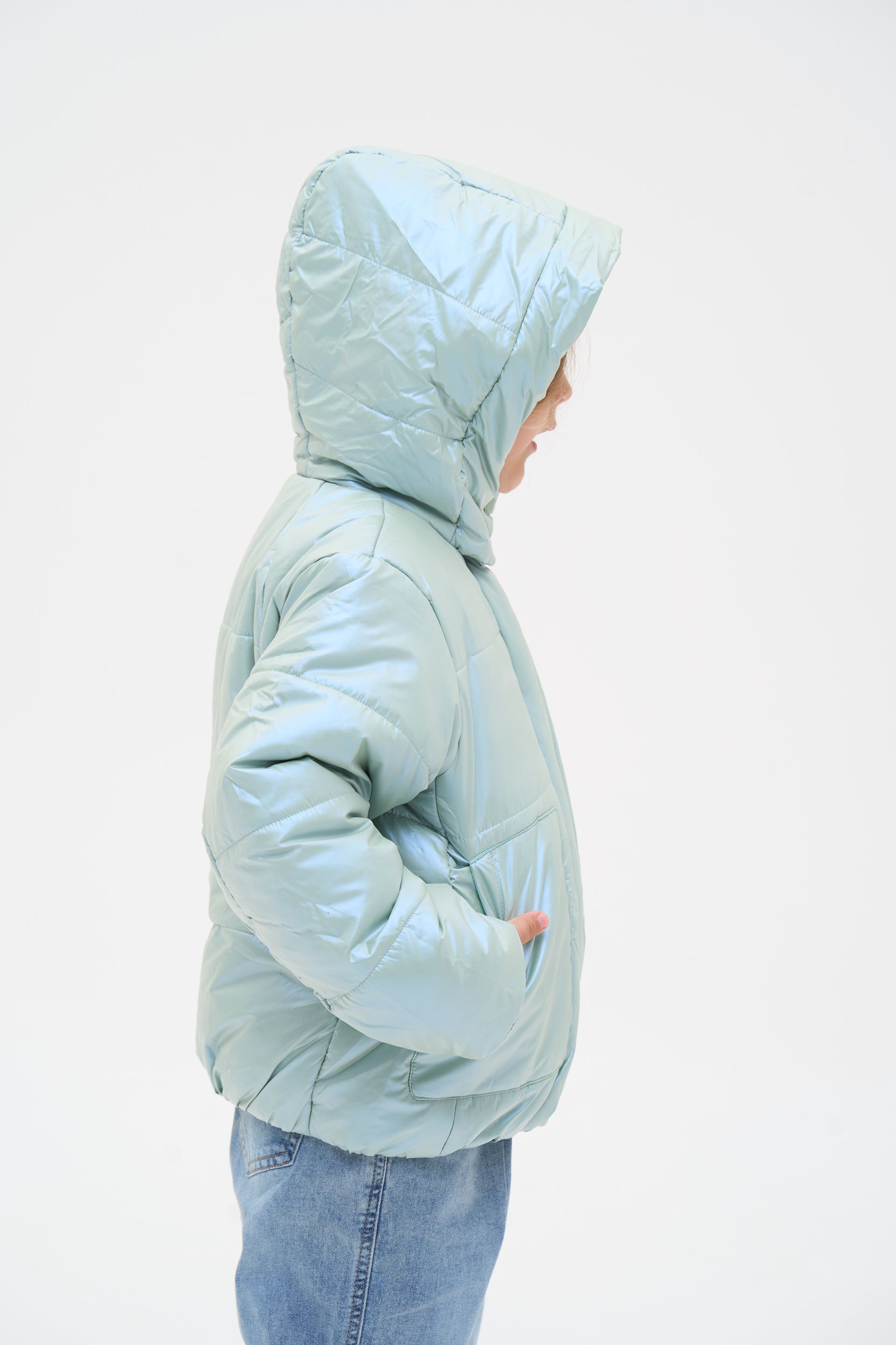 Down jacket for girls light green
