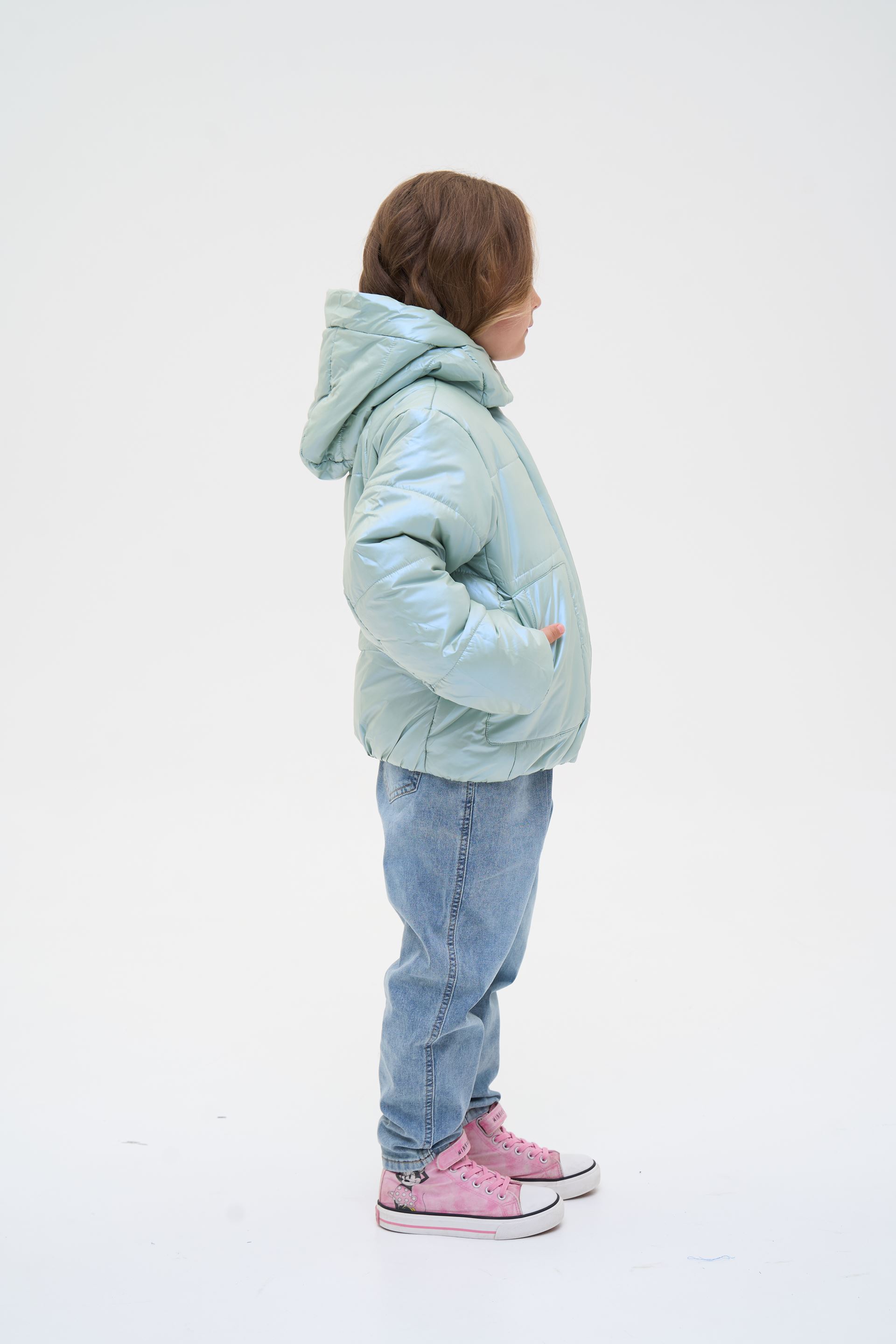 Down jacket for girls light green