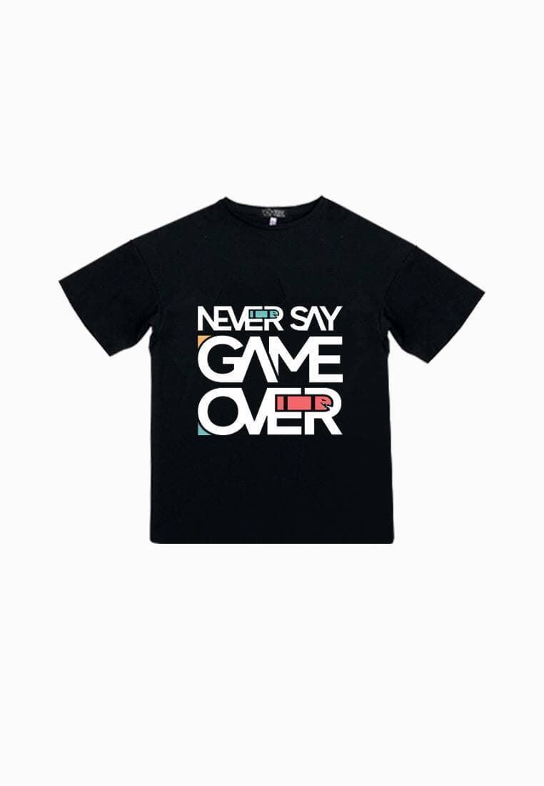 T-shirt black with print Never say Game Over