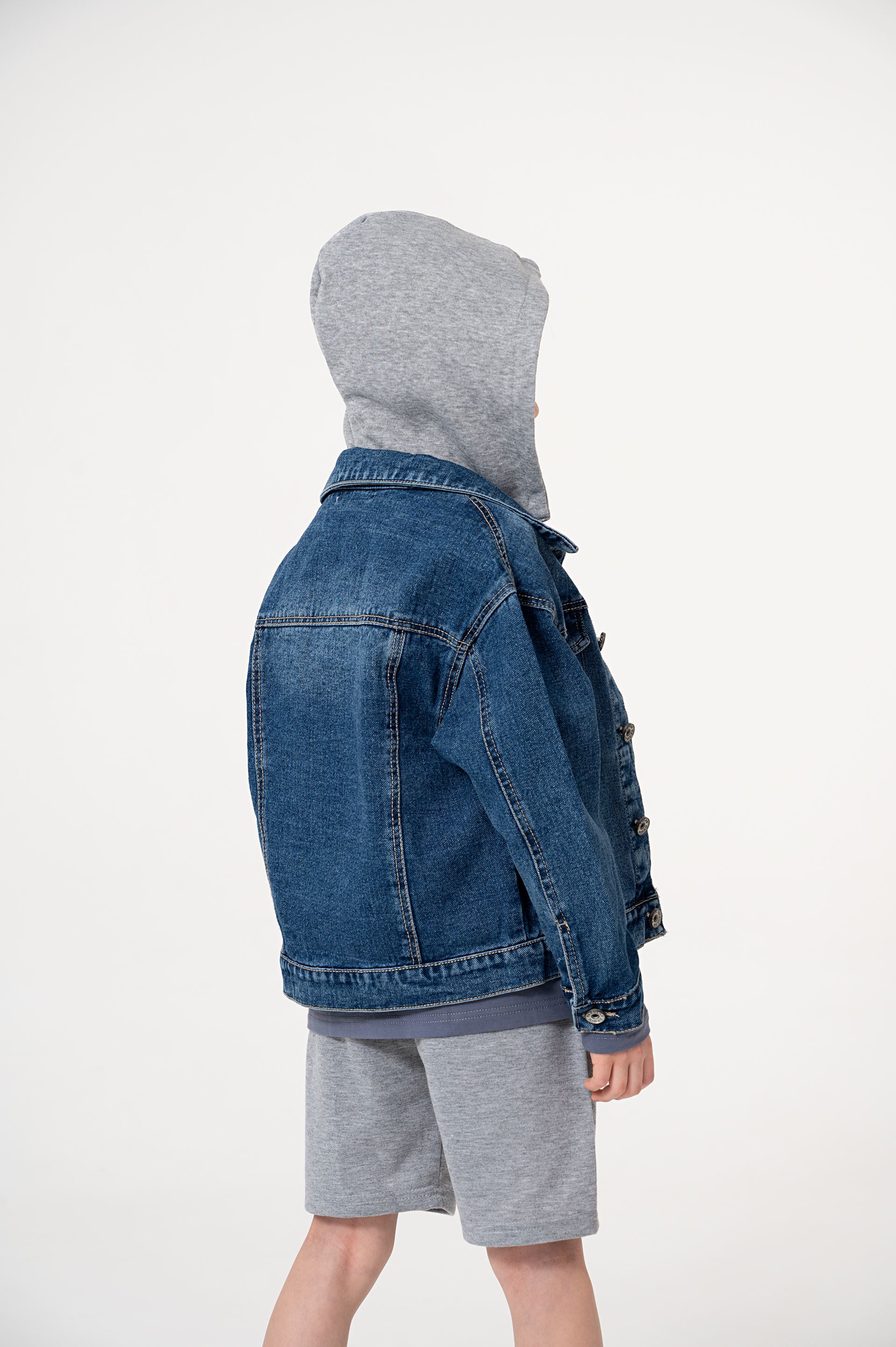 Denim jacket with a hood