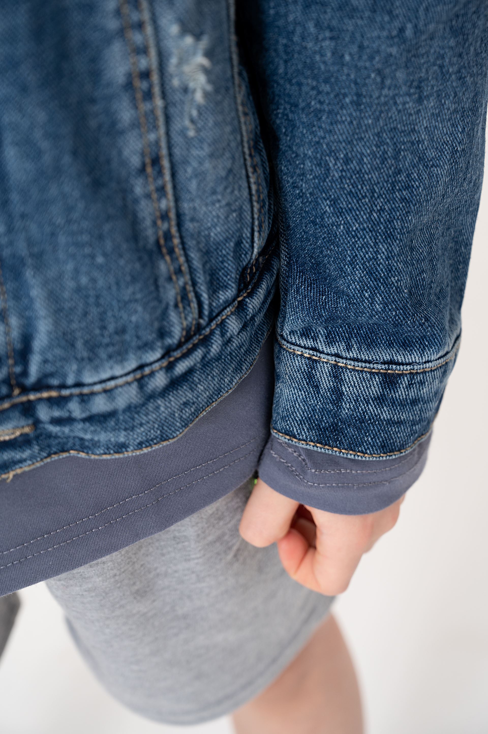 Denim jacket with a hood