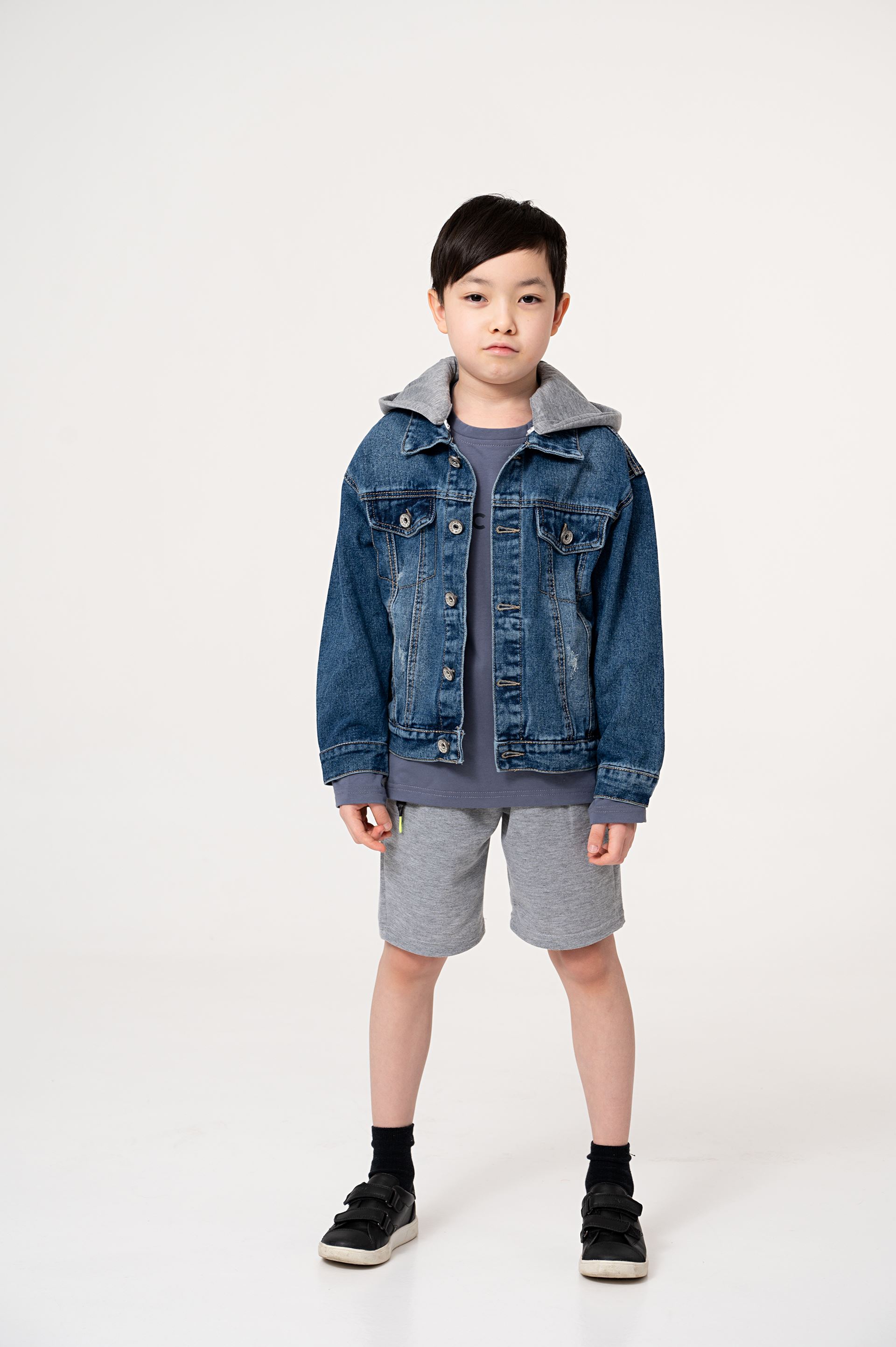 Denim jacket with a hood