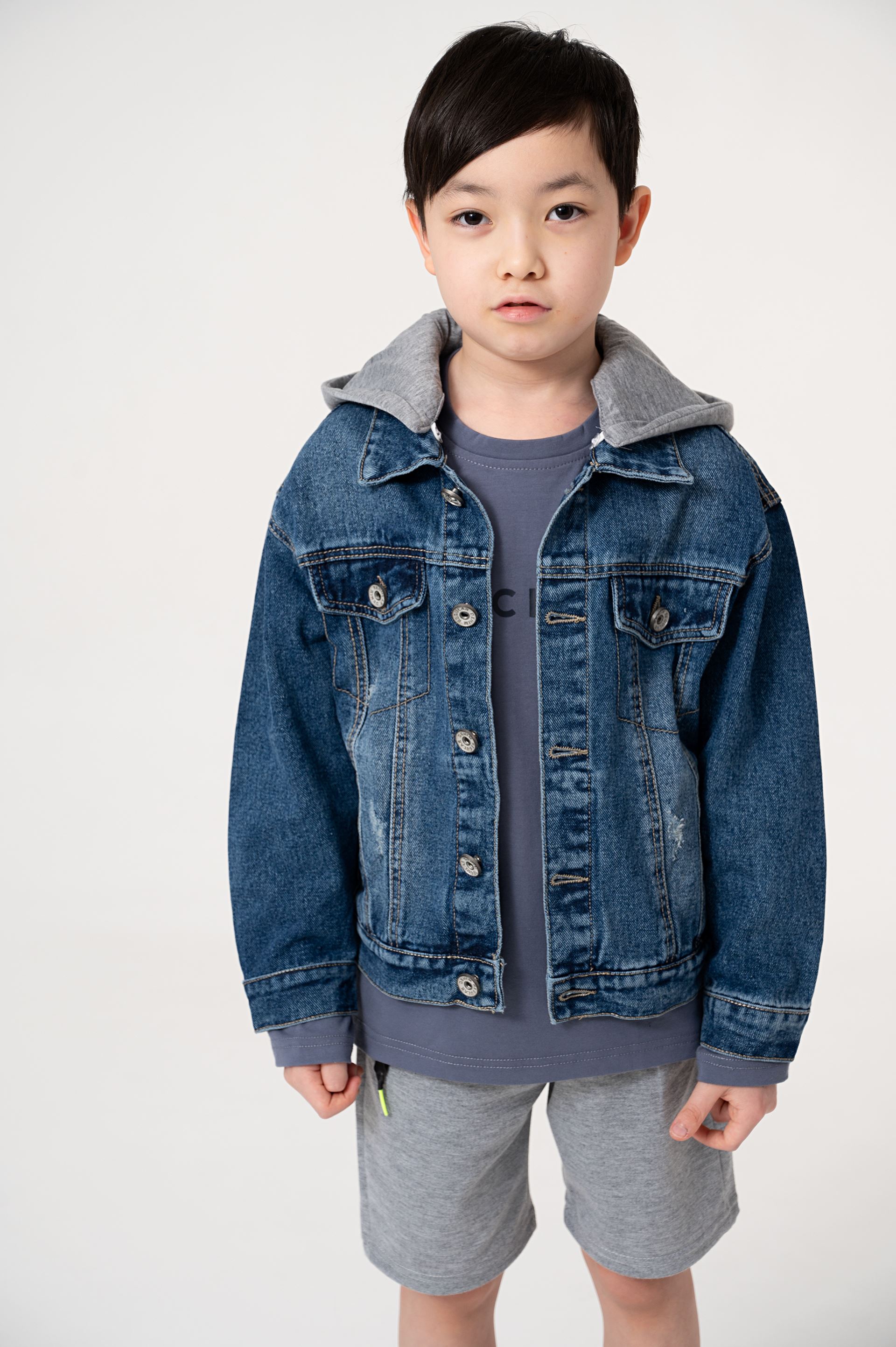 Denim jacket with a hood
