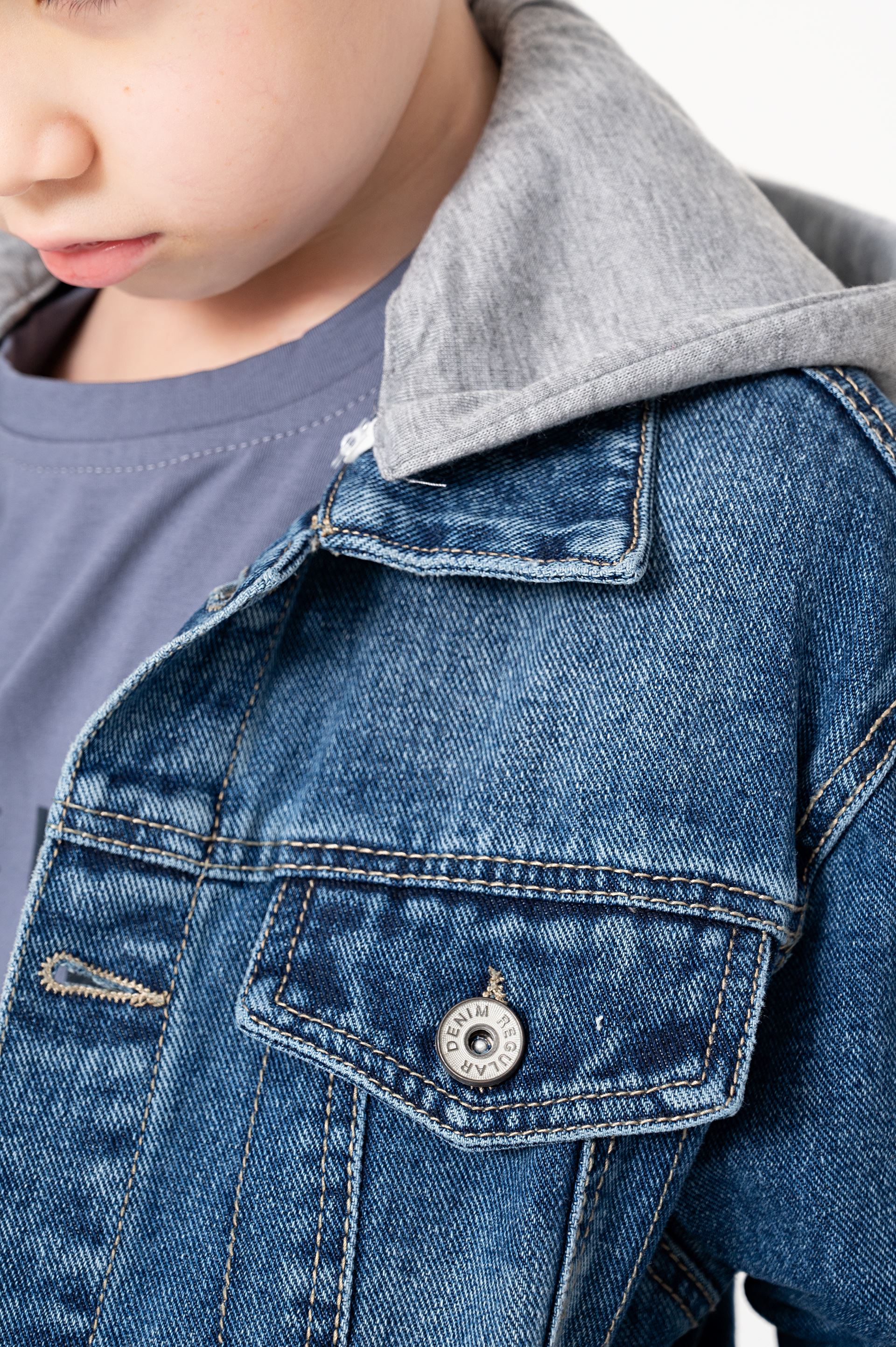 Denim jacket with a hood