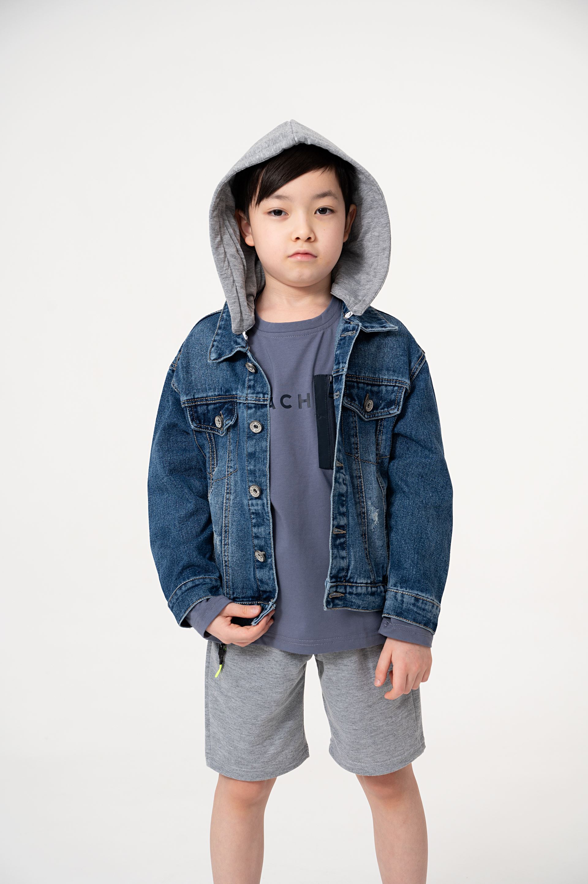 Denim jacket with a hood