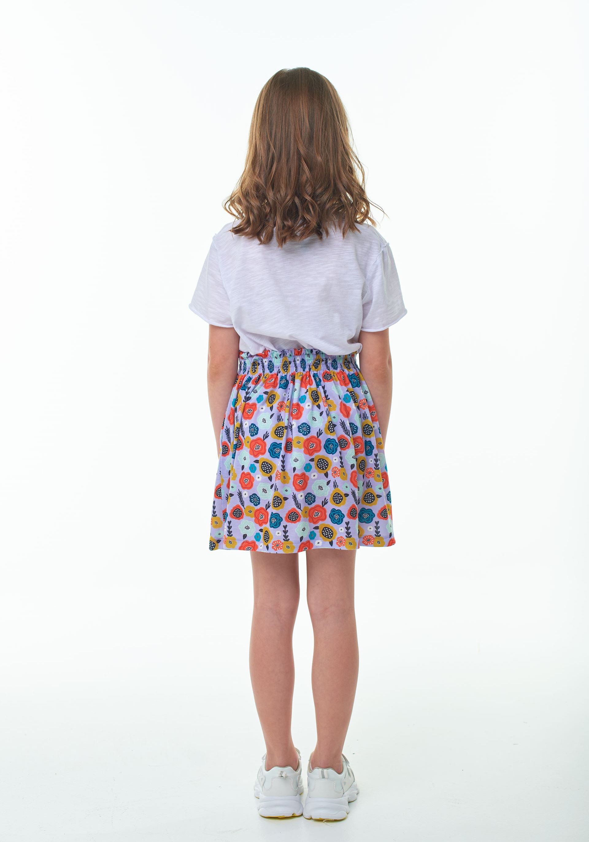 Viscose skirt small flower lavender