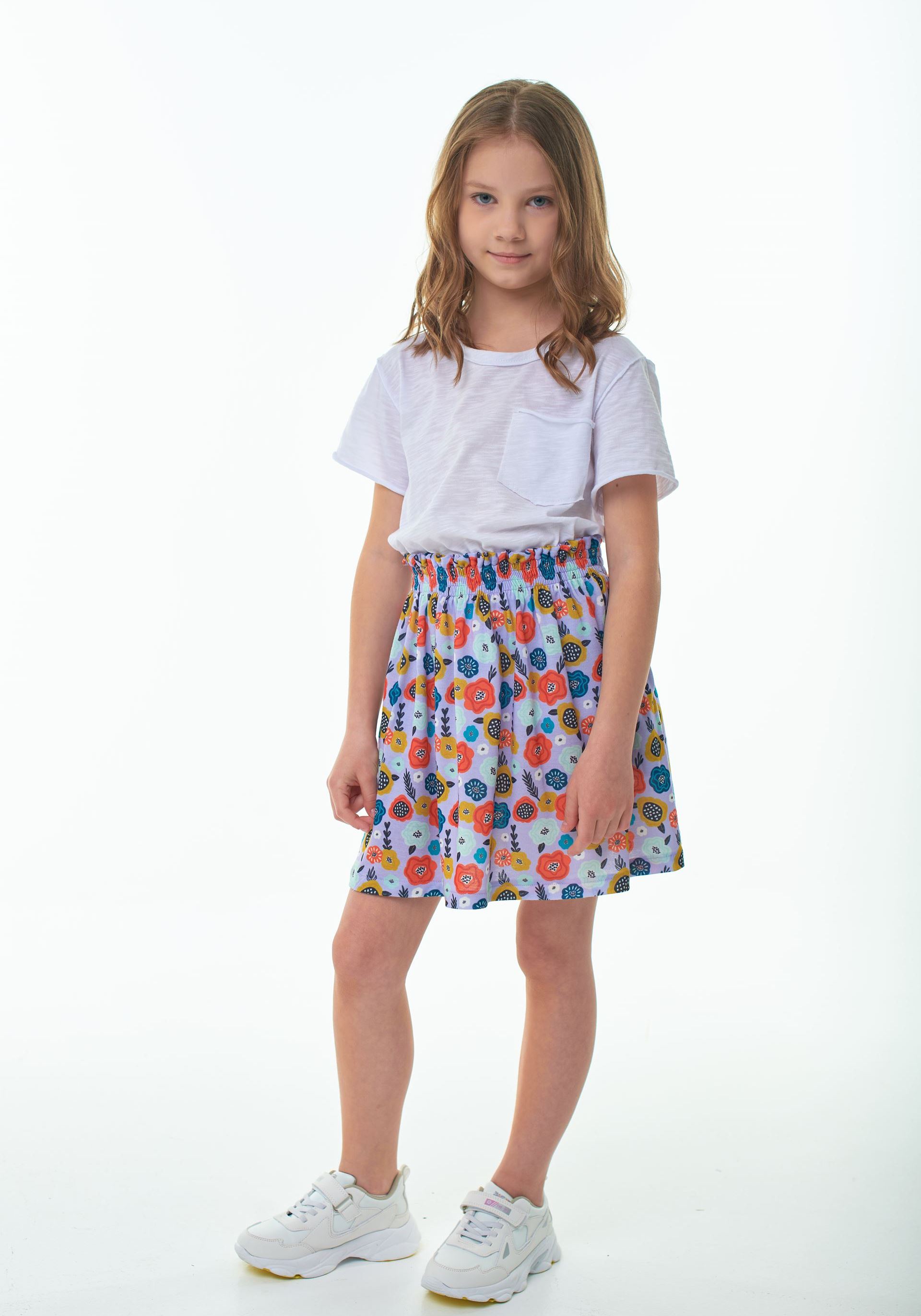 Viscose skirt small flower lavender