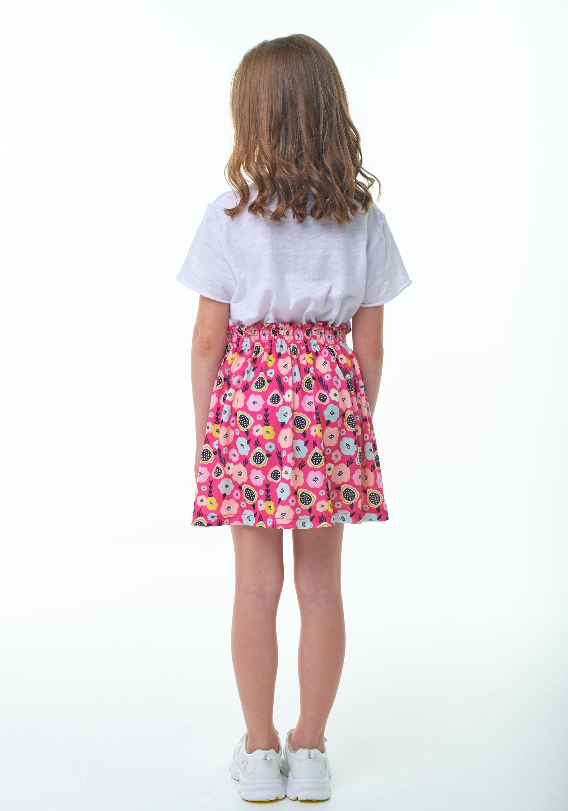 Viscose skirt small flower crimson