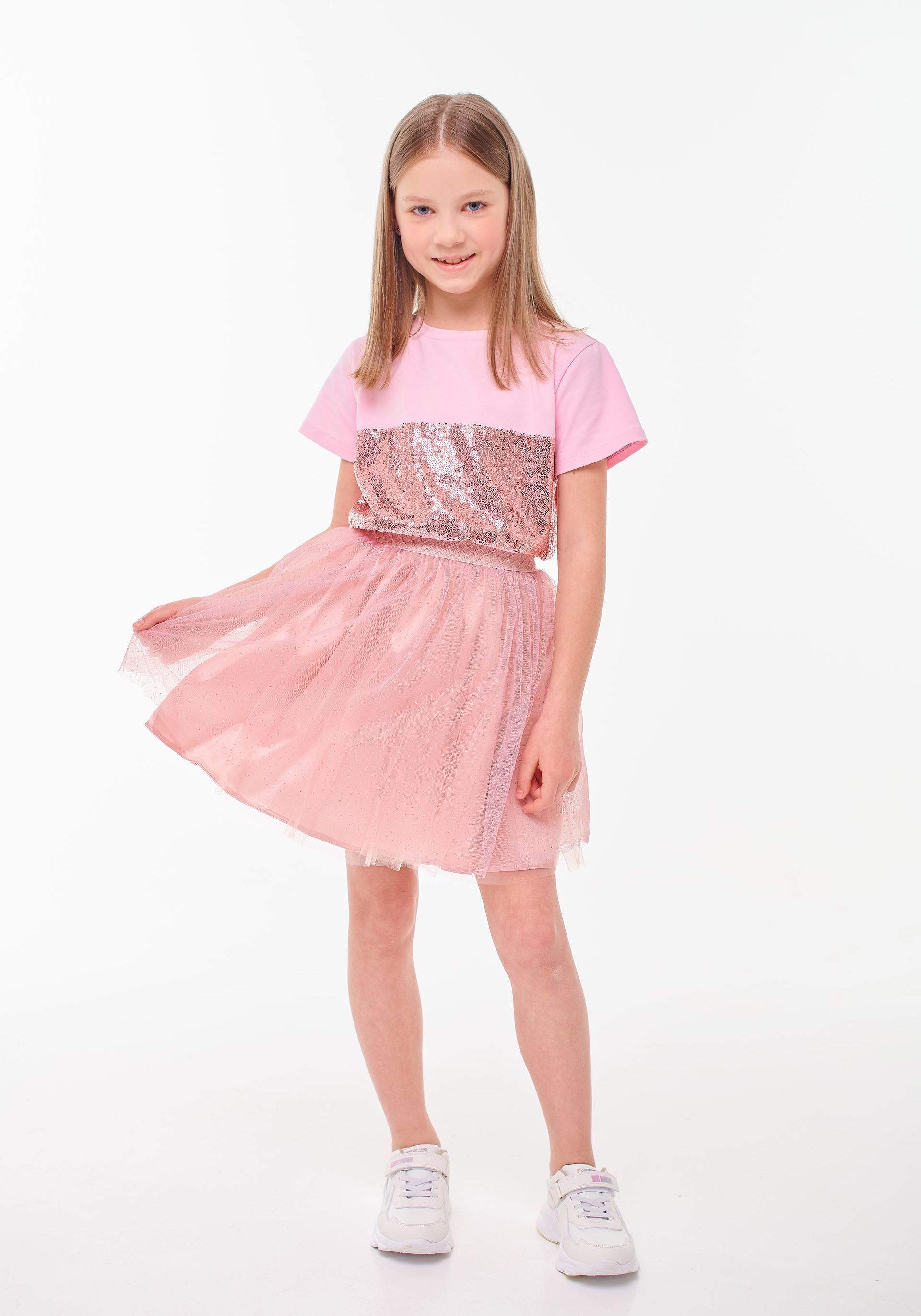Pink skirt with tulle for girls